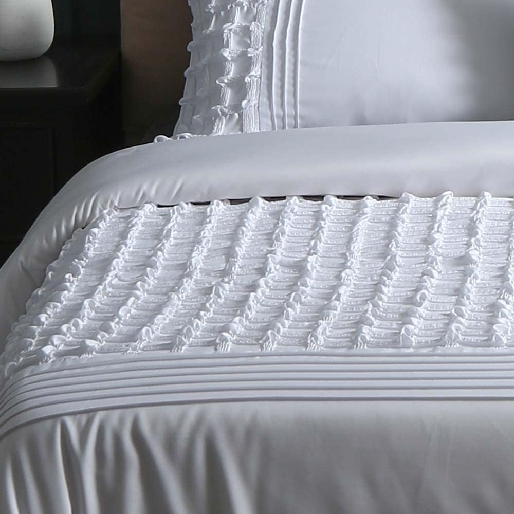 Luxton Embroidery White Quilt Cover Double - Lattice 3Pcs Doona Cover Set (Double Size) image number 3