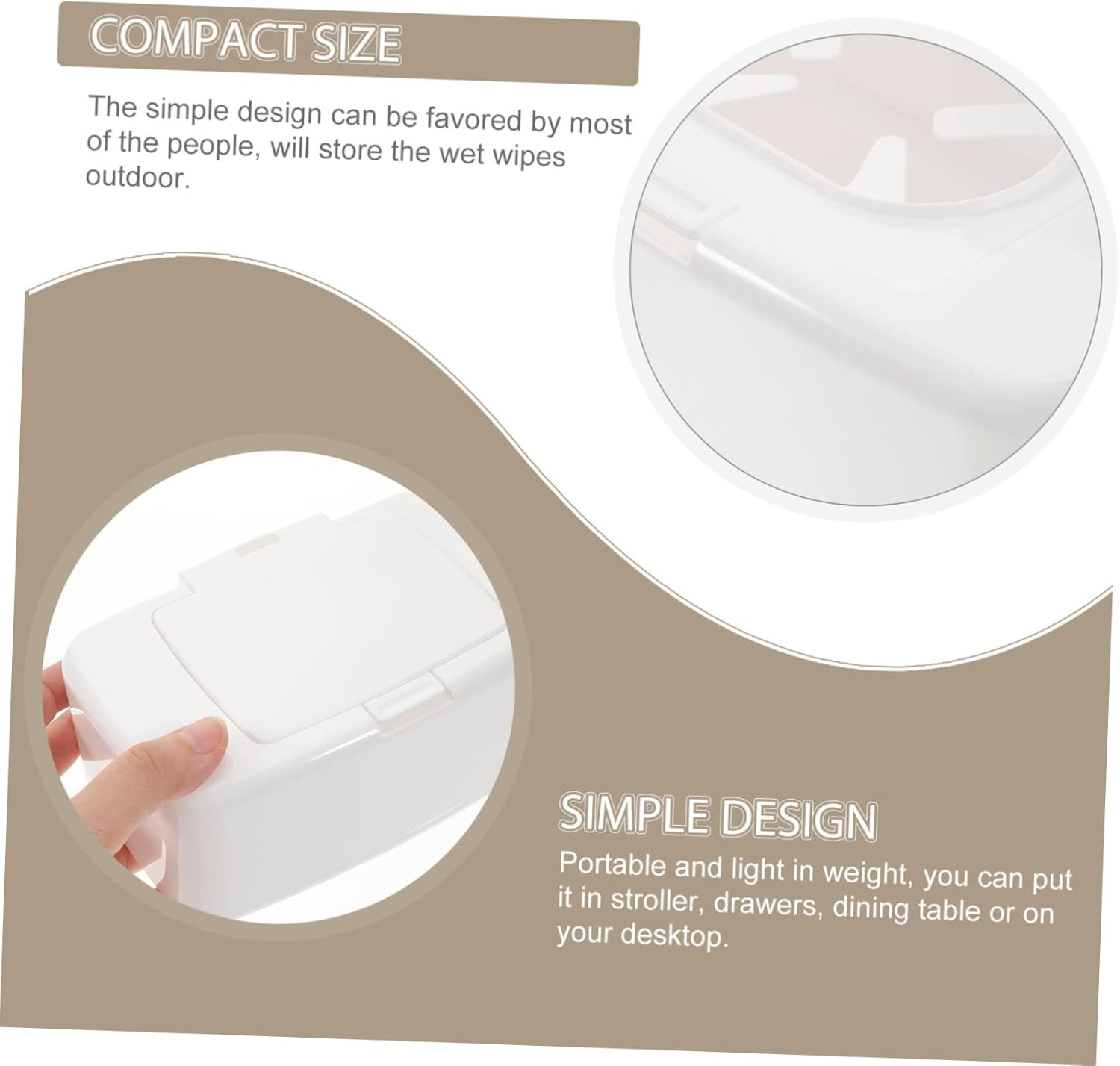 Mikinona Household Wipes Holder Refillable Wipes Dispenser Box with Lid Compact Tissue Storage Case for Living Room Bathroom Nursery Lightweight and Practical Design image number 1