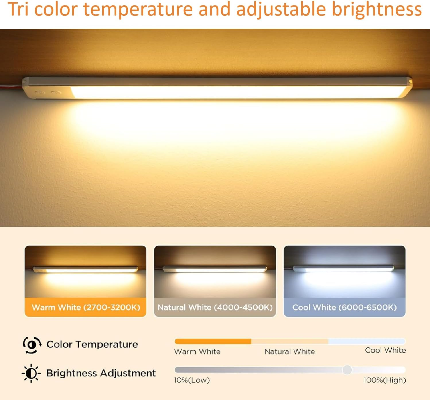 12V/24 LED Interior Light Bar 3CCT 168Leds 10W LED Strip Lights with Switch Stepless Dimming for Enclosed Trailer Truck RV Car Lorry Camper Boat Caravan Motorhome Home Cabinet Interior Lighting(2Pack) image number 6