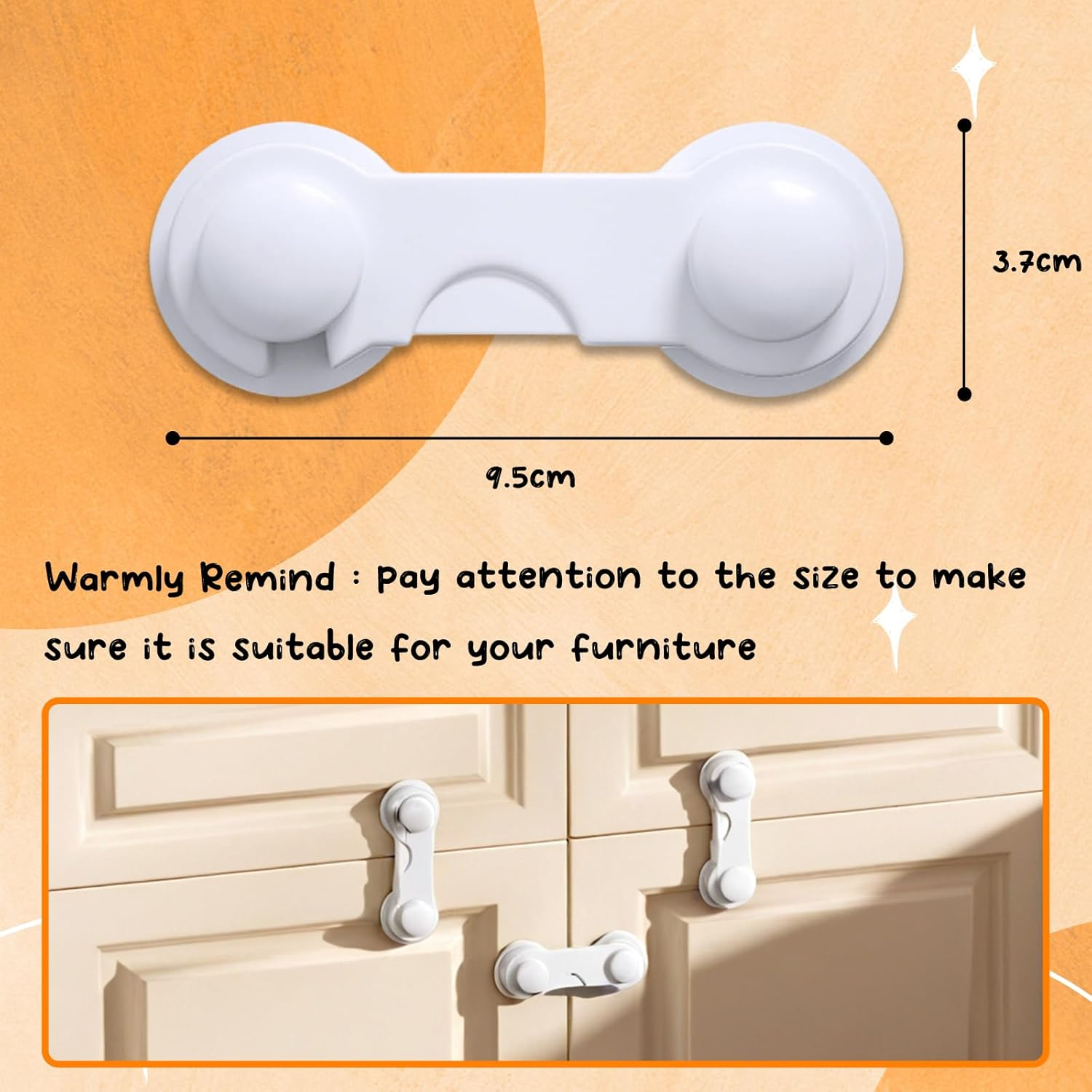 BLUEQUE Child Safety Locks - 12Pack Child Proof Locks for Cabinet Doors, Pantry, Closet, Wardrobe, Cupboard, Drawers, Childproof Cabinet Locks with Adhesive, No Drilling - Baby Proofing Cabinet Lock image number 4