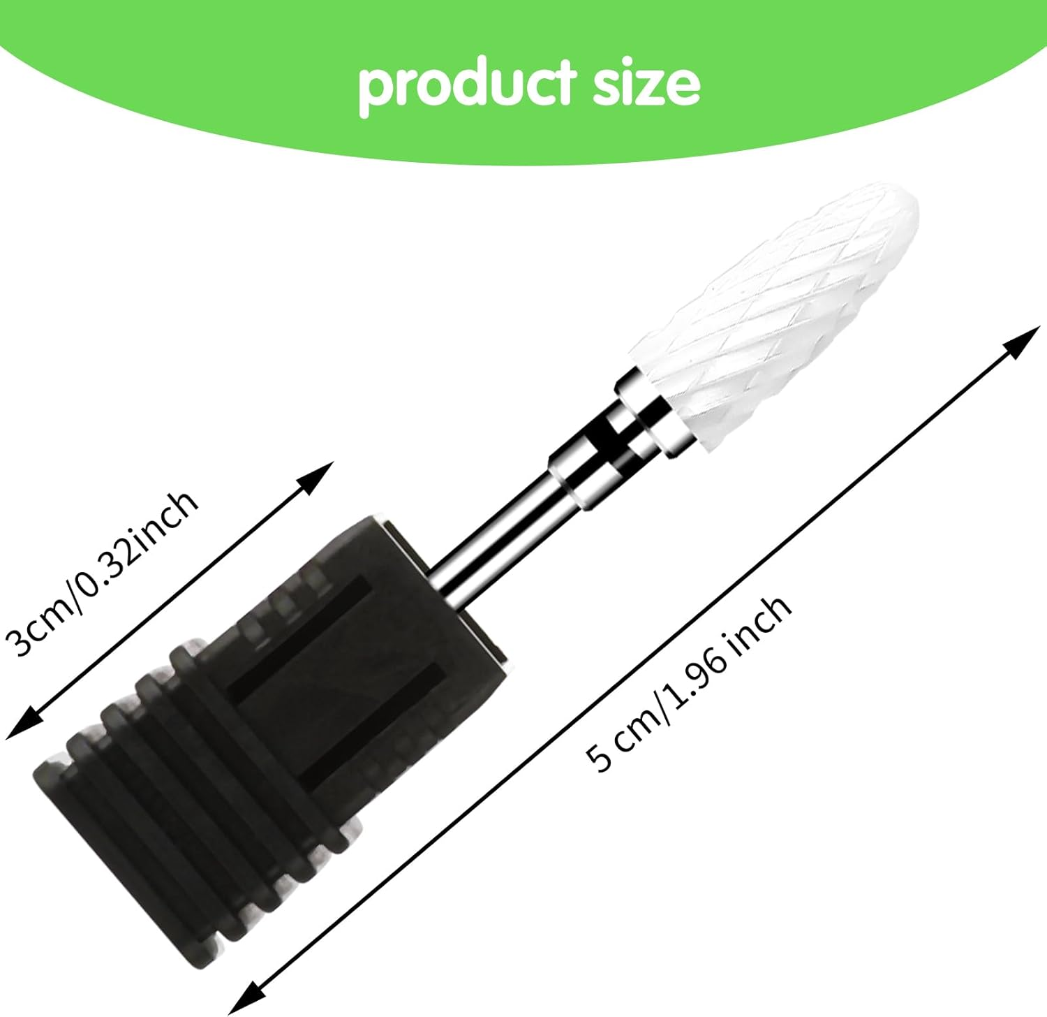 Gjinxi Ceramic Nail Drill Bits Set 5 Pcs Professional Corn Shape Ceramic Bits 3/32'' Acrylic Nail File Gel Removal Rotary Tool for Manicure Pedicure Cuticle Gel Nail Polishing(2.35Mm) image number 1