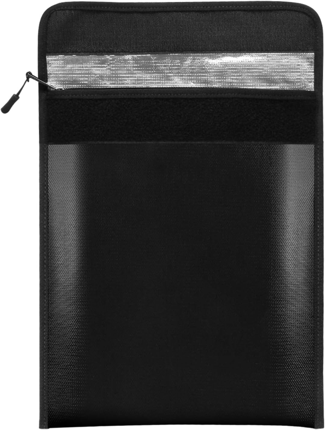 Fireproof Document Bag 13.4 10.8In Durable Safe Storage Pouch for Cash File Documents Jewelry Passport Valuables Black Silver Home Office Use (Black) - Black image number 4