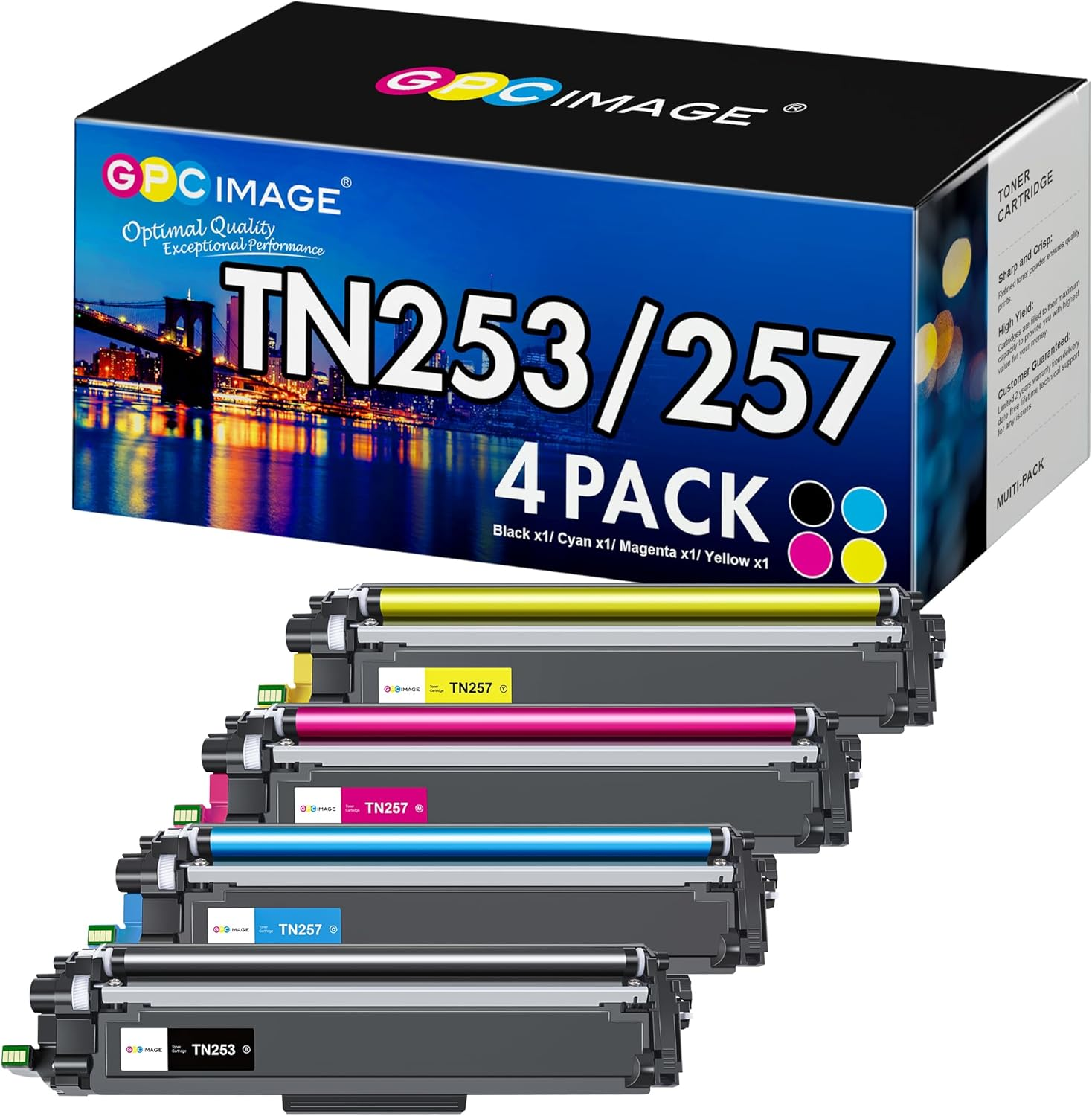 TN253 TN257 Toner Cartridge Compatible with Brother TN 253 TN 257 Toner Work with Brother HL-L3230CDW L3270CDW DCP-L3510CDW MFC-L3745CDW L3750CDW L3770CDW Printer ( 4 Pack )