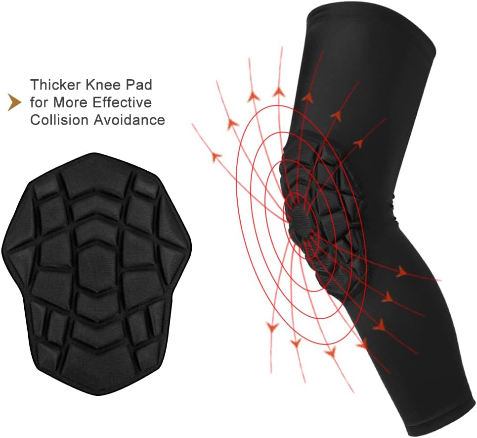 Hex Knee Pads Compression Leg Sleeve Knee Sleeve All Sports Wrestling Protector Gear, Youth & Adult Sizes, Single & Pair