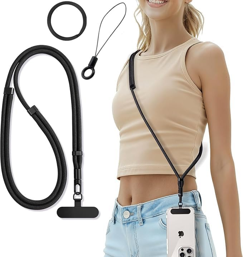 Casecret Mobile Phone Chain Universal Adjustable Mobile Phone Strap for Hanging Mobile Phone Chain Lanyard Neck Strap for Men and Women with Patch Cord for Iphone Samsung Xiaomi Sport Travel Outdoor