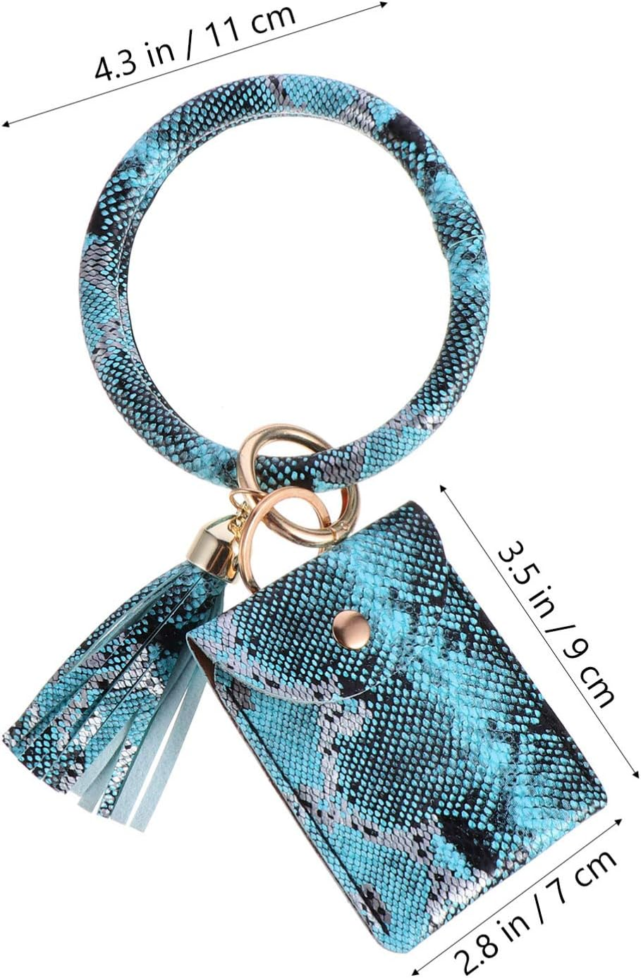 Wristlet Key Ring Bracelet with Pocket Card Holder Tassel Keyring Pattern Wristlet Keychain Bracelet Bangle for Women image number 1