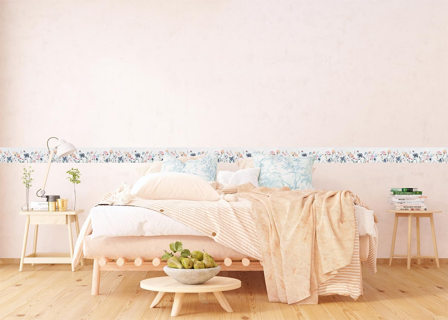 AG Design AWB 8254 Self-Adhesive Border Watercolour Flowers, Self-Adhesive Decoration for Walls, Furniture, Wallpaper, Wall Coverings and Doors, Film, Multicoloured, Width 500 Cm X Height 14 Cm image number 3