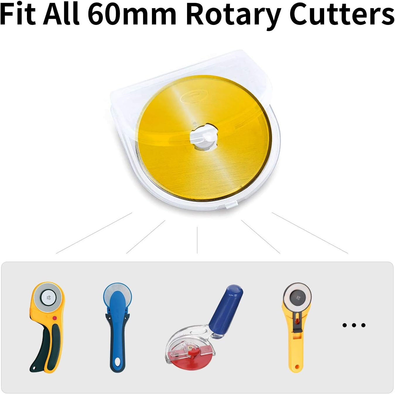 Titanium Rotary Cutter Blades 60Mm 10 Pack Spare Replacement Blades with Improved Sharpness, Ideal for Quilting Scrapbooking Sewing Arts Crafts