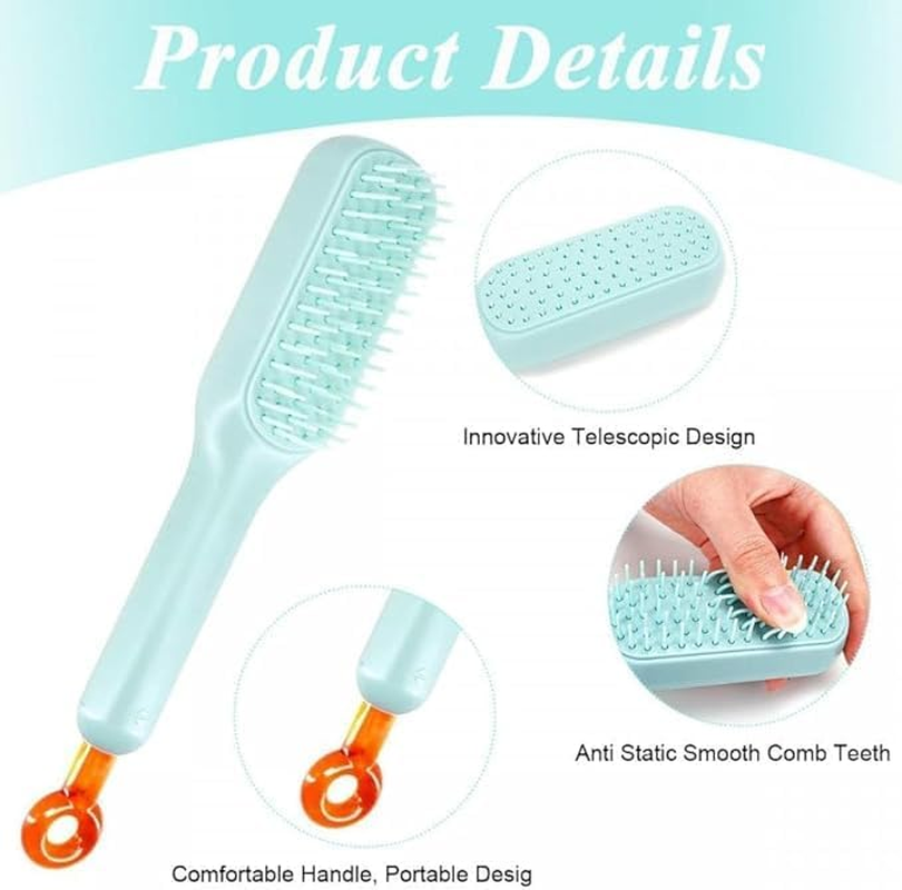 LECHEROUS Self Cleaning Hair Brush Hairbrushes for Women Easy Clean Hair Brush, Massage Comb with Retractable Bristles One-Pull Clean anti Static Hair Brush (Pack of 1) image number 1