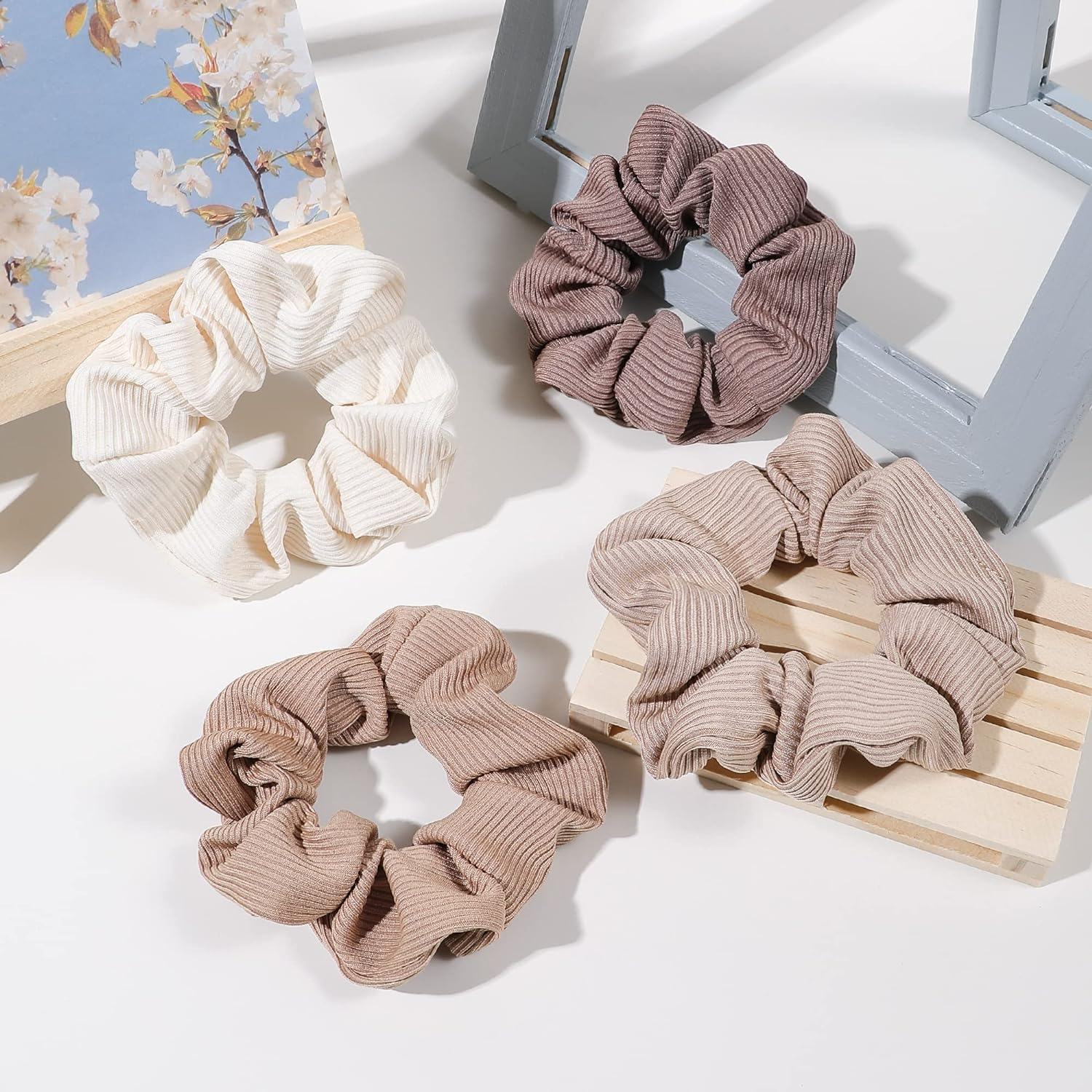 Scrunchies for Women & Girls - Big Cotton Scrunchies for Thick or Thin Hair, No Crease Ponytail Holders image number 5