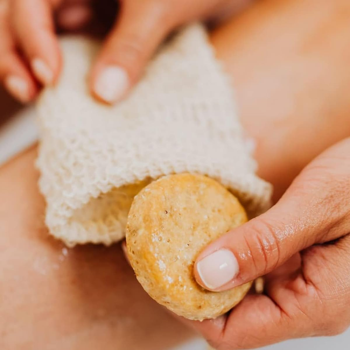 AIMALL 50 PCS Cotton and Linen Knotted Soap Net Bag - Bulk Bath Cleansing Bubble Net for Handmade Soap, Facial Wash, and Body Wash image number 4