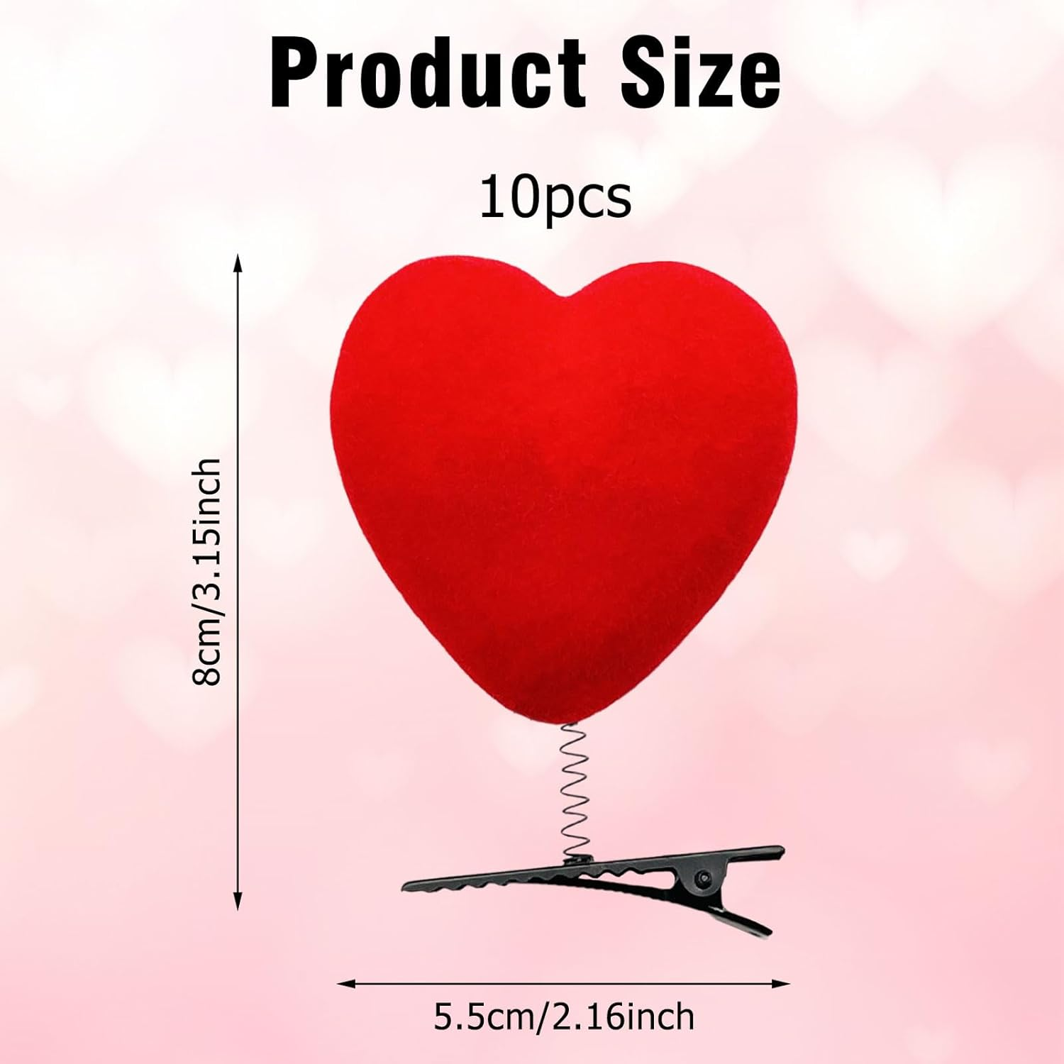 10 X Red Heart Hair Clips, Valentine'S Day Heart Love Hair Clips, Heart Hair Clips, Heart Hair Pins for Girls Women, Heart Hair Clip for Valentine'S Day Wedding image number 1