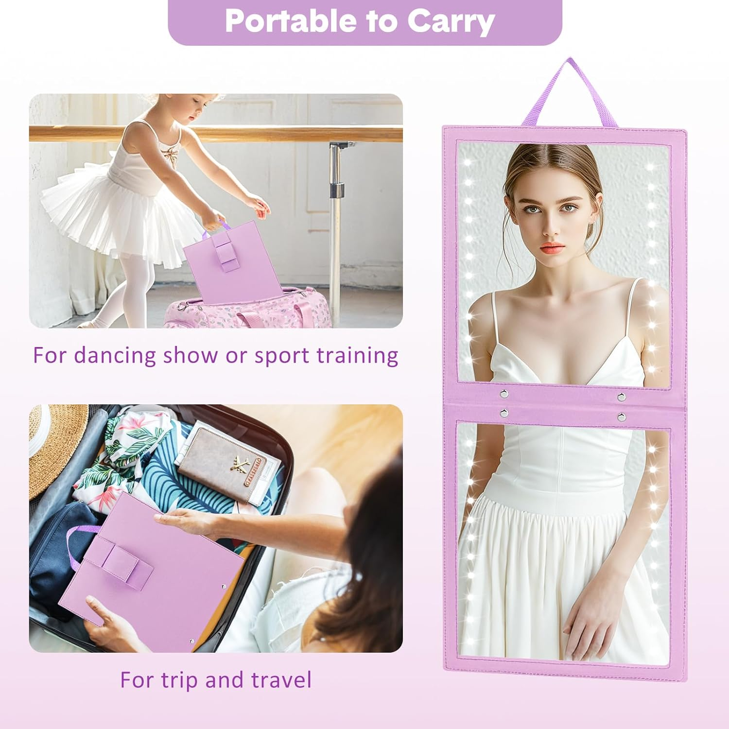 Fabuday Foldable Dance Mirror Purple image number 2