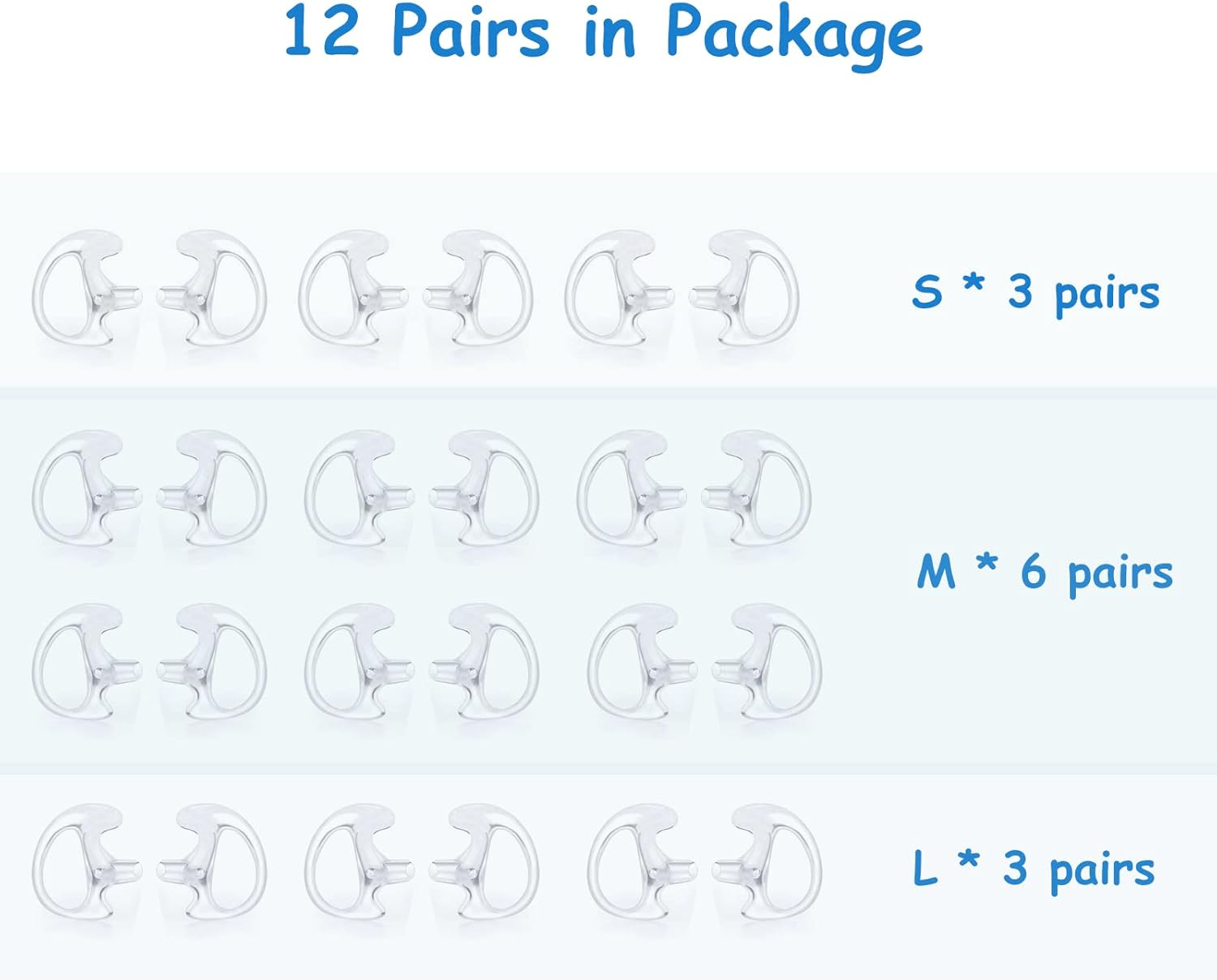 Replacement Earmold Earpiece Earbud Earplug Ear Mold for Walkie Talkie Acoustic Tube Earpiece,Soft Silicone Earmould Replacement Earpiece Insert for Two Way Radio Air Acoustic Headset (Pair of 12) - 5 Pair Medium image number 5