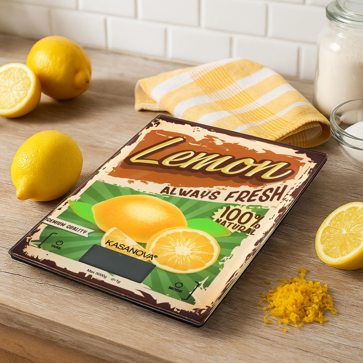 Kasanova 1 Lemon Digital Kitchen Scale - 5Kg Glass ABS Plastic Electronic Components