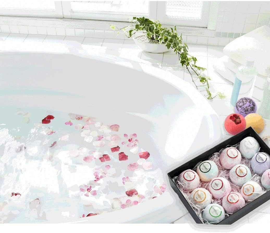 Bath Ball Bath Bombs Gift Set 12 Nourishing Bath Bombs Perfect for Bubble or Spa Bath Natural Floral Fragrance，Skin Rejuvenation, Soothing, Moisturizing XIAOYU image number 6