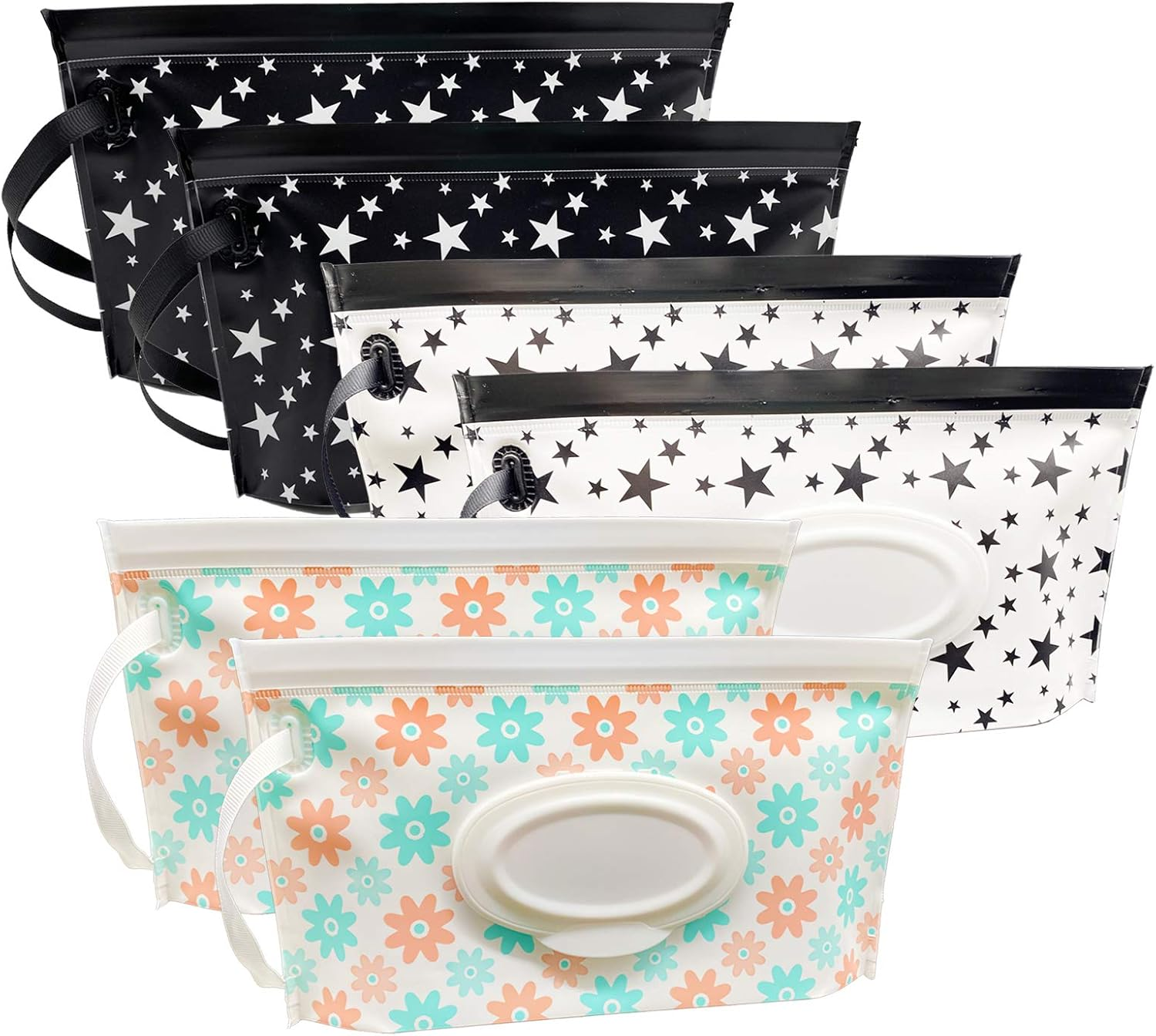 Baby Wet Wipe Pouch Container, Reusable & Refillable Portable Wipes Dispenser, Eco Friendly and Lightweight Baby Travel Wet Wipe Holder, Keeps Wet Wipes Moist (6 Pack) image number 1