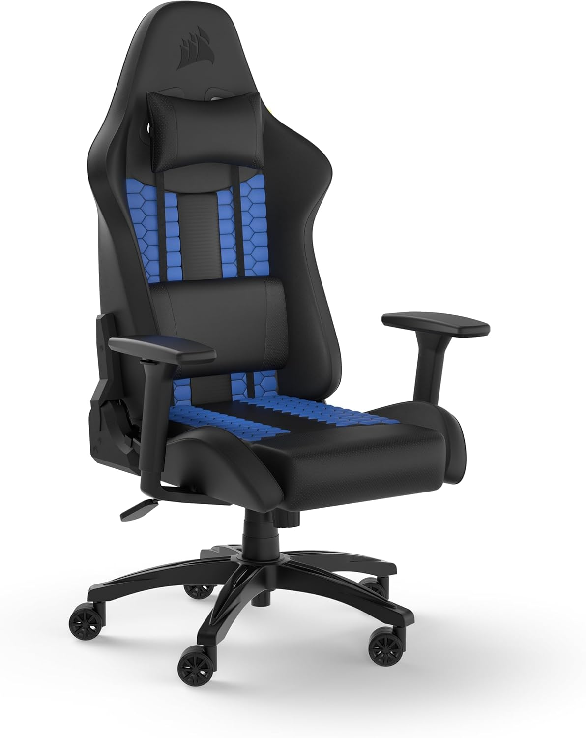 CORSAIR TC100 RELAXED Gaming Chair - Fabric - Racing-Inspired Design - Lumbar Pillow - Detachable Memory Foam Neck Pillow - Adjustable Seat Height - Adjustable Armrests - Grey & Black