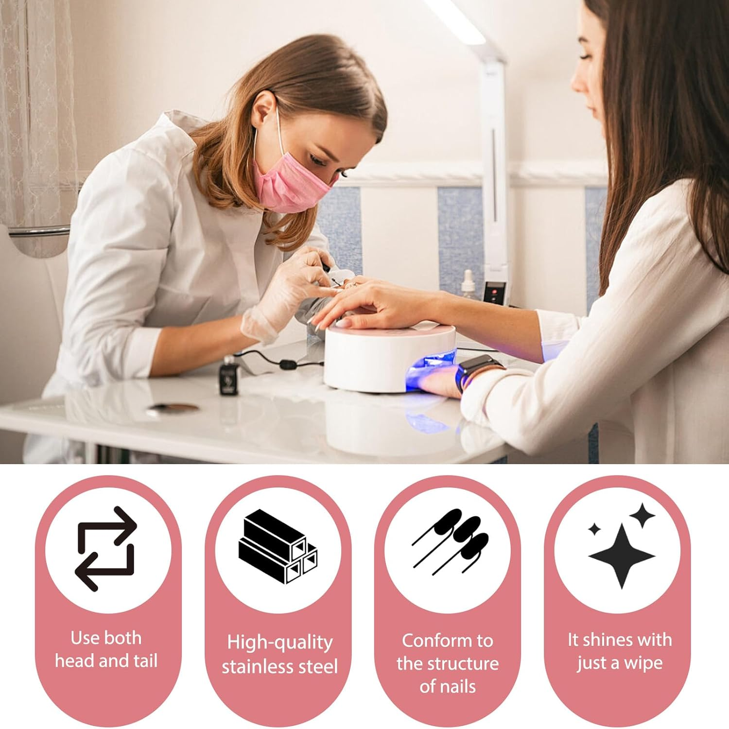 3 Pcs Cuticle Pusher, Cuticle Remover Cuticle Trimmer, Cuticle Tool Set, Double-Headed Stainless Steel Nail Pusher, Manicures & Pedicures - Nail Removal Tool (Rainbow) image number 5