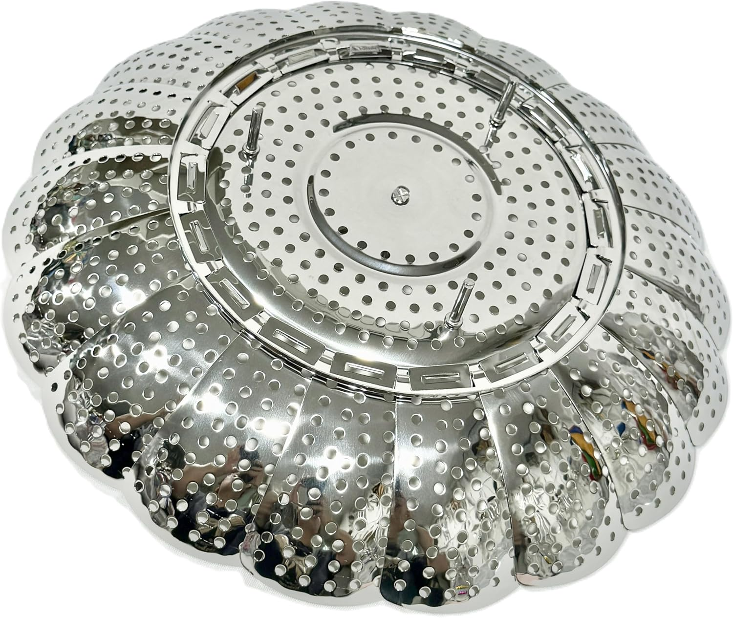 LYLAC HOMEWARE Vegetable Folding Steamer Basket, Metal Stainless Steel Insert, Collapsible for Cooking Food, Expandable Fit Various Size Pot 9" 24CM image number 1