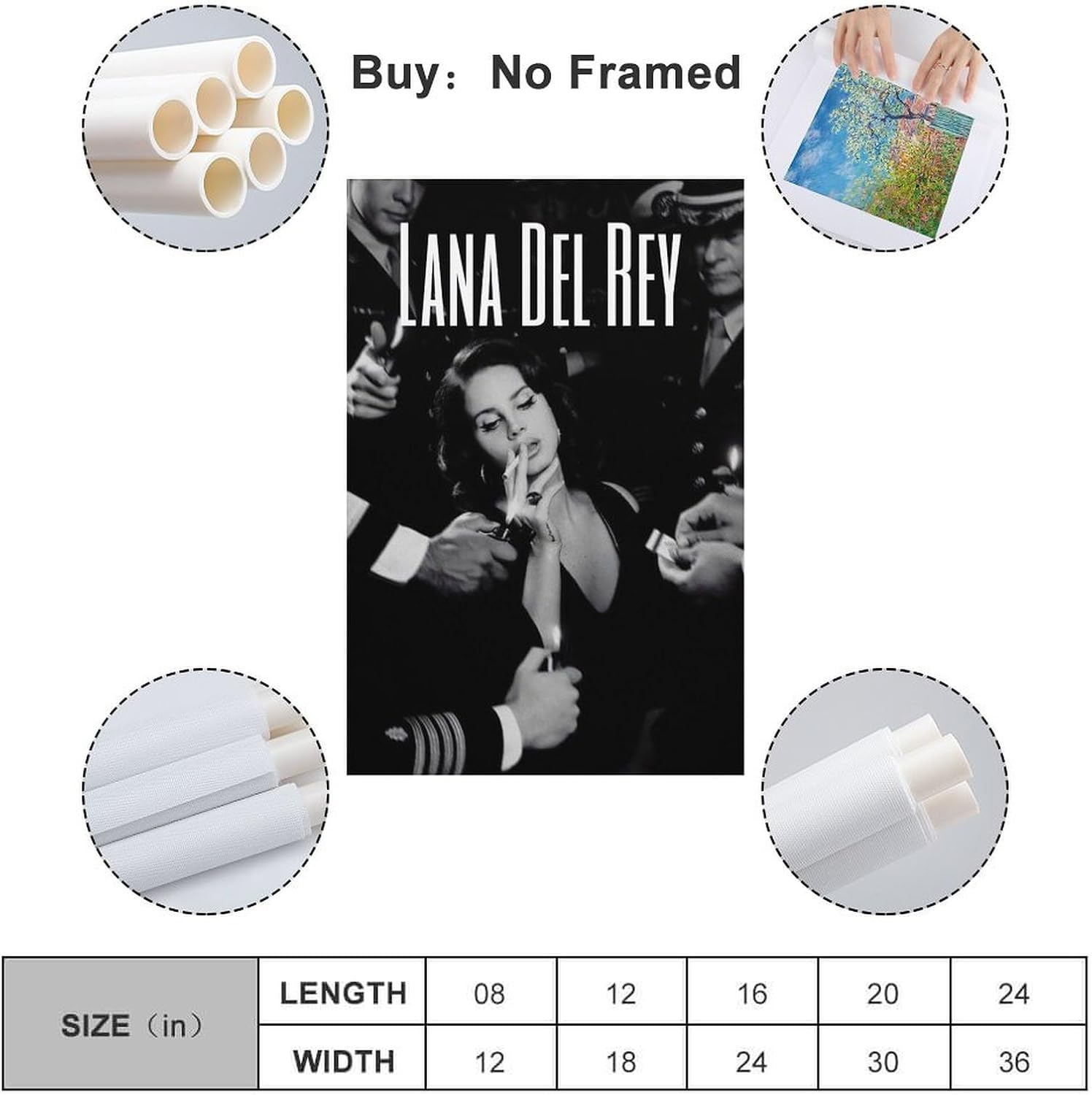 Art Lana Music Del Canvas Rey Posters Poster Canvas Painting Wall Art Picture Home Decor Print for Bedroom Living Room Dorm Study Bar Office 12X18Inch(30X45Cm) image number 2