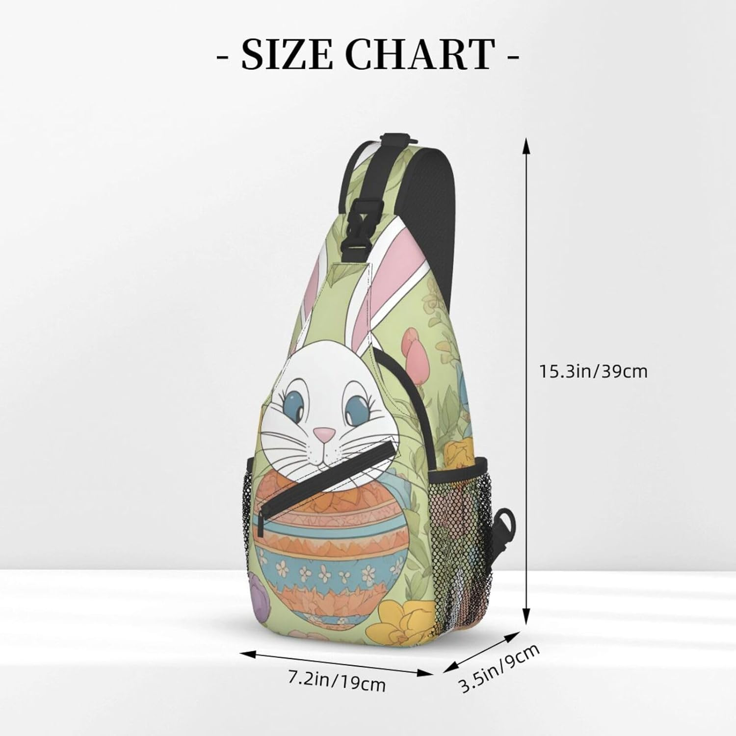 Easter Bunny Floral Shoulder Bag Crossbody Backpack Chest Bag Lightweight Sling Daypackstravel Hiking Cycling for Men Women