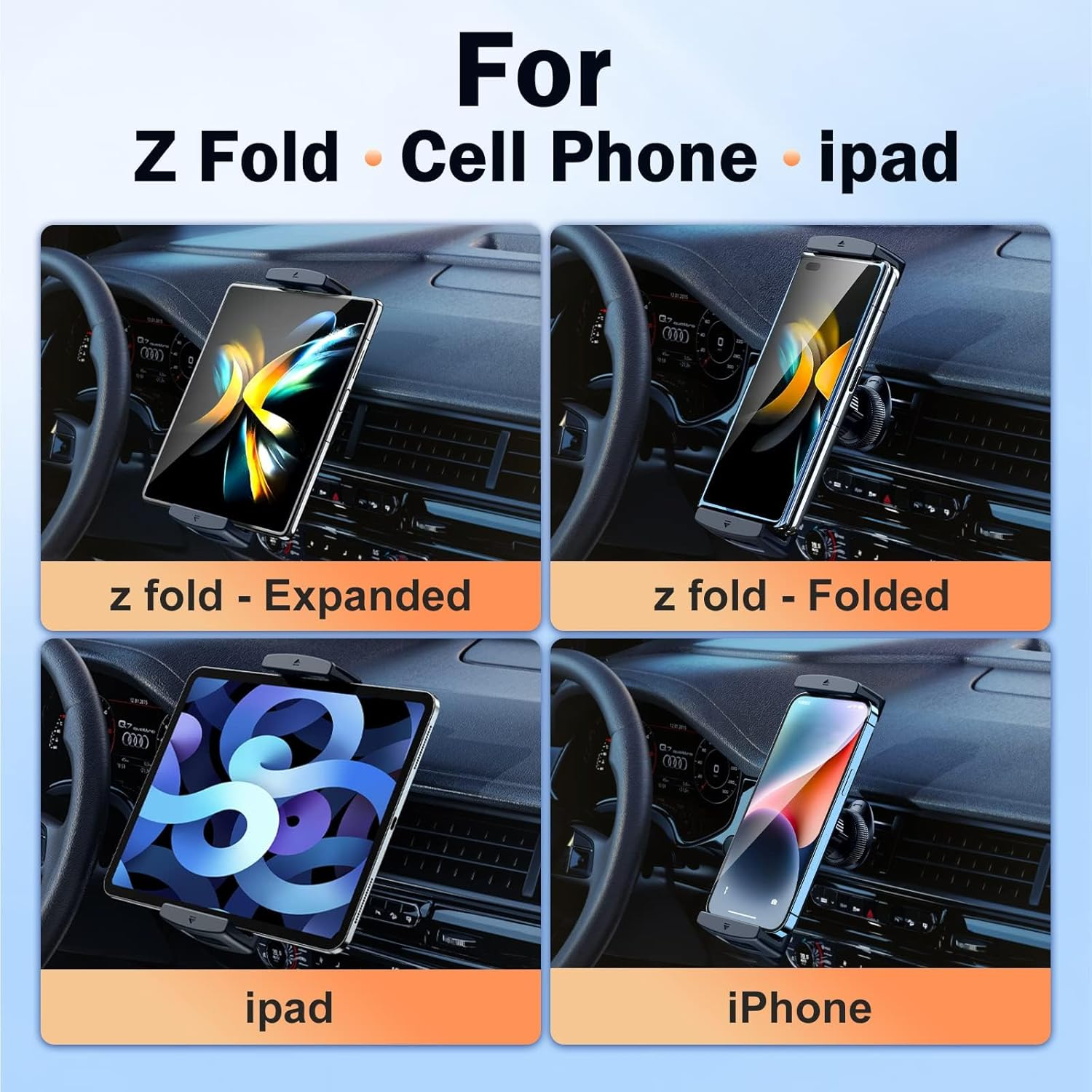 Car Phone Tablet Mount,[360&deg; Rotatable & Thick Cases Friendly] Phone Holder Car Mount Air Vent for Car image number 2