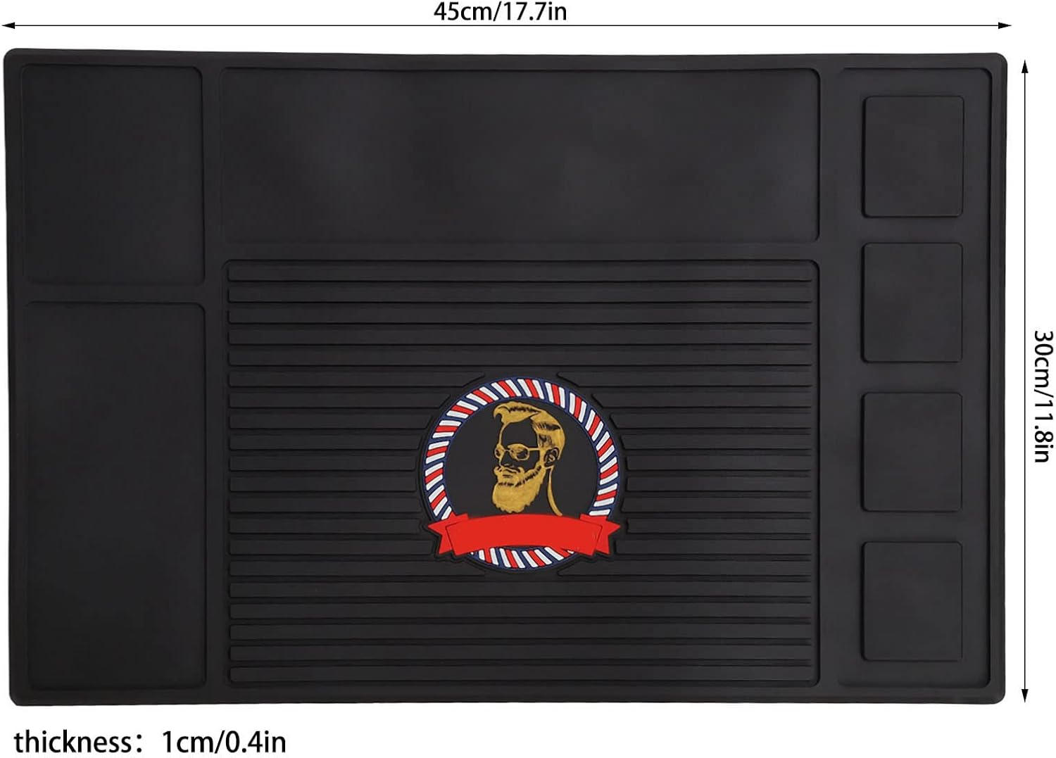 Barber Mat for Clippers, Heat Resistant Elastic Salon Barbershop Work Station Pad, Non Slip Silicone Barber Station Mat, Waterproof Barber Station Organizer Mat for Hair Salon image number 3