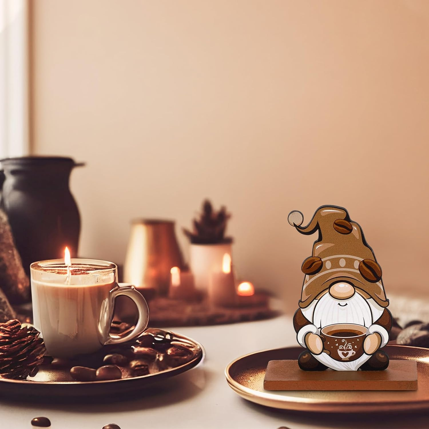 Blulu 5 Pieces Coffee Bar Decor Sign Farmhouse Coffee Bar Wood Signs Rustic Coffee Wooden Table Centerpiece Coffee Tiered Tray Decor Table Signs for Home Kitchen Coffee Station Decorations image number 5