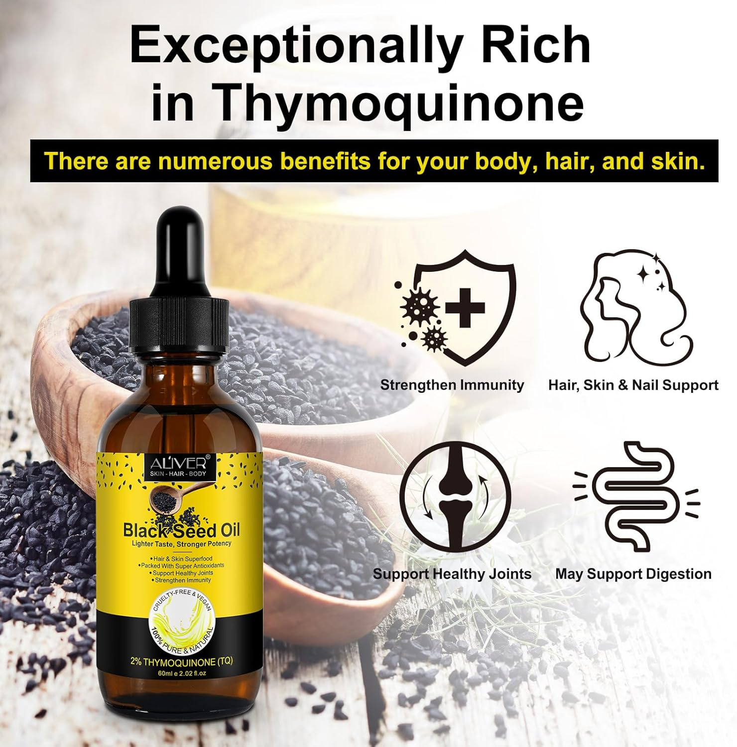 EQEIYICS Organic Castor Oil, Jamaican Black Castor Oil Seed Oil (Black Seed Oil) image number 5