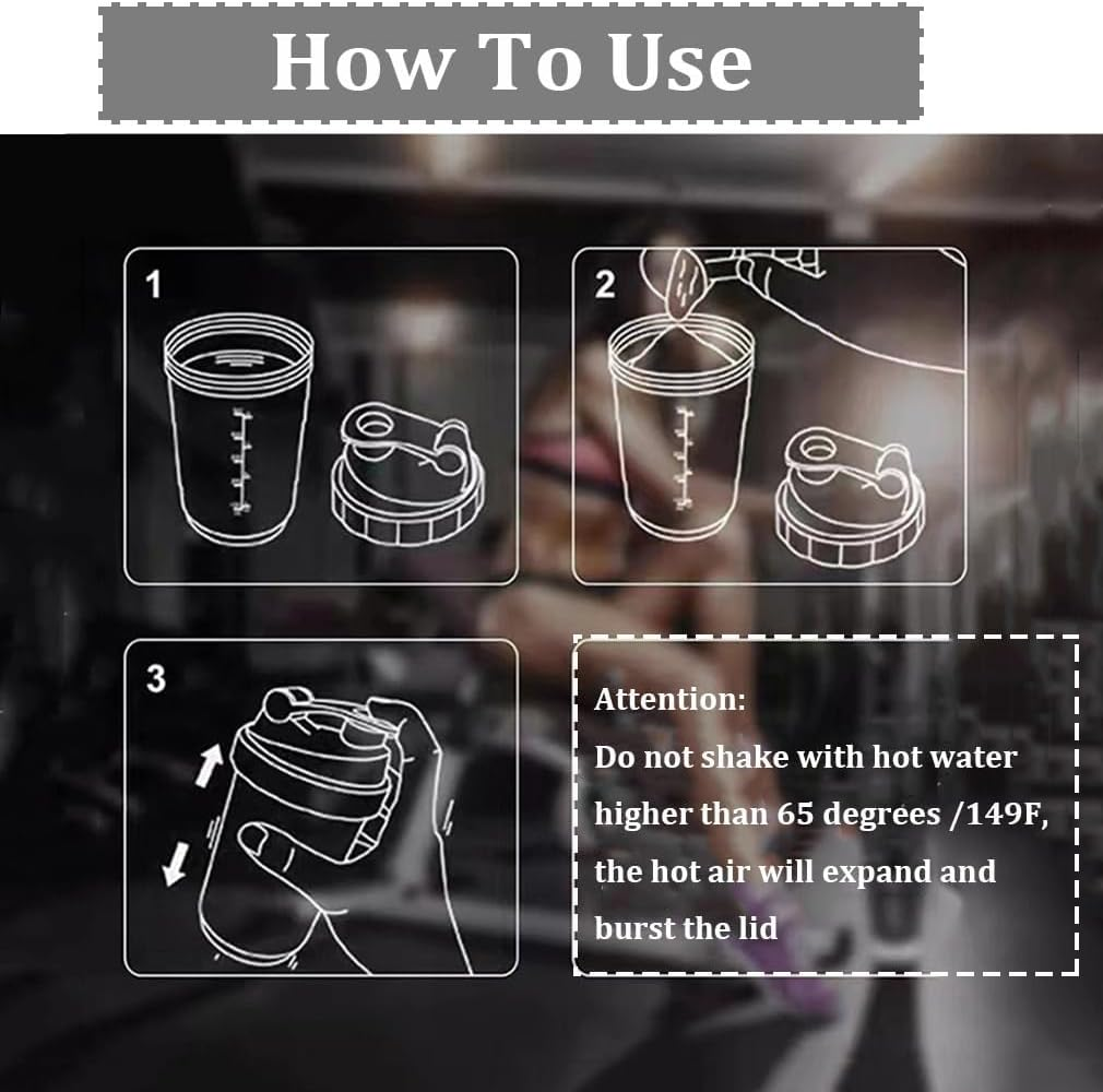 Zukent Protein Shaker Bottle with Stainless Steel Mixing Ball, Shaker for Protein Shakes, Protein & Supplement Shaker Bottle, BPA Free, Dehp-Free, Leakproof, for Fitness Sports Gym - 400Ml (Purple) - Black image number 4