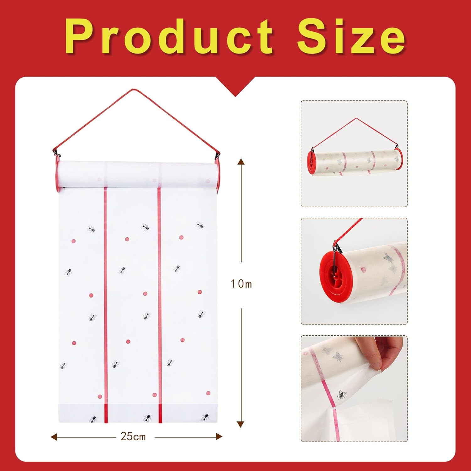 Fly Trap Sticky Paper Roll &ndash; Set of 2 Extra Long & Wide Fly Paper Rolls for Indoor & Outdoor Use &ndash; Fly & Bug Trap for Home, Farm, Garden, Plants &ndash; Safe, Effective, Easy-To-Use Pest Control image number 5