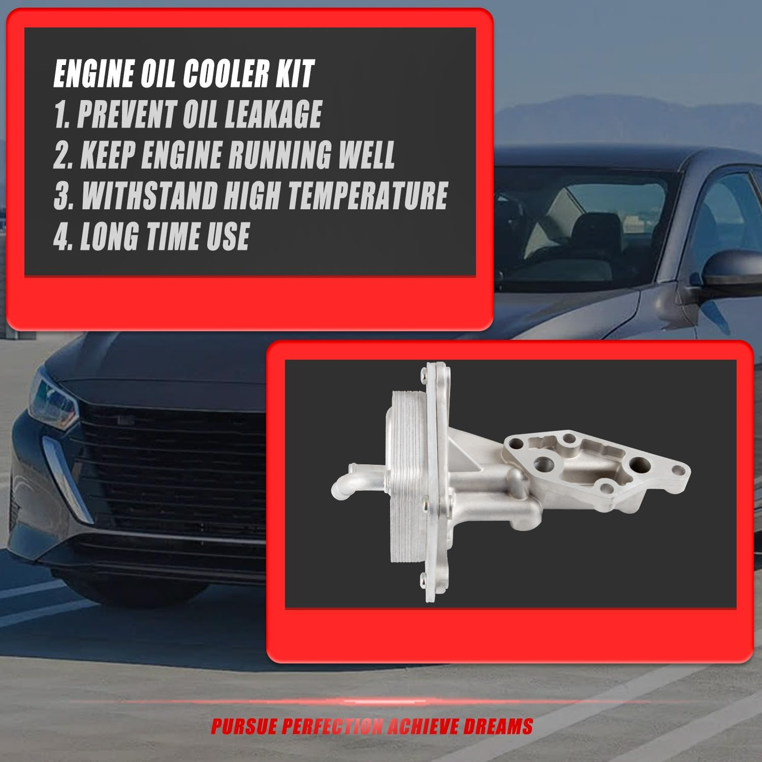 Engine Oil Cooler Kit with Gasket Compatible with Nissan Altima Sentra Rogue 2.5L 2007-2013 Replaces 21300-JA06A 21304-JA00A