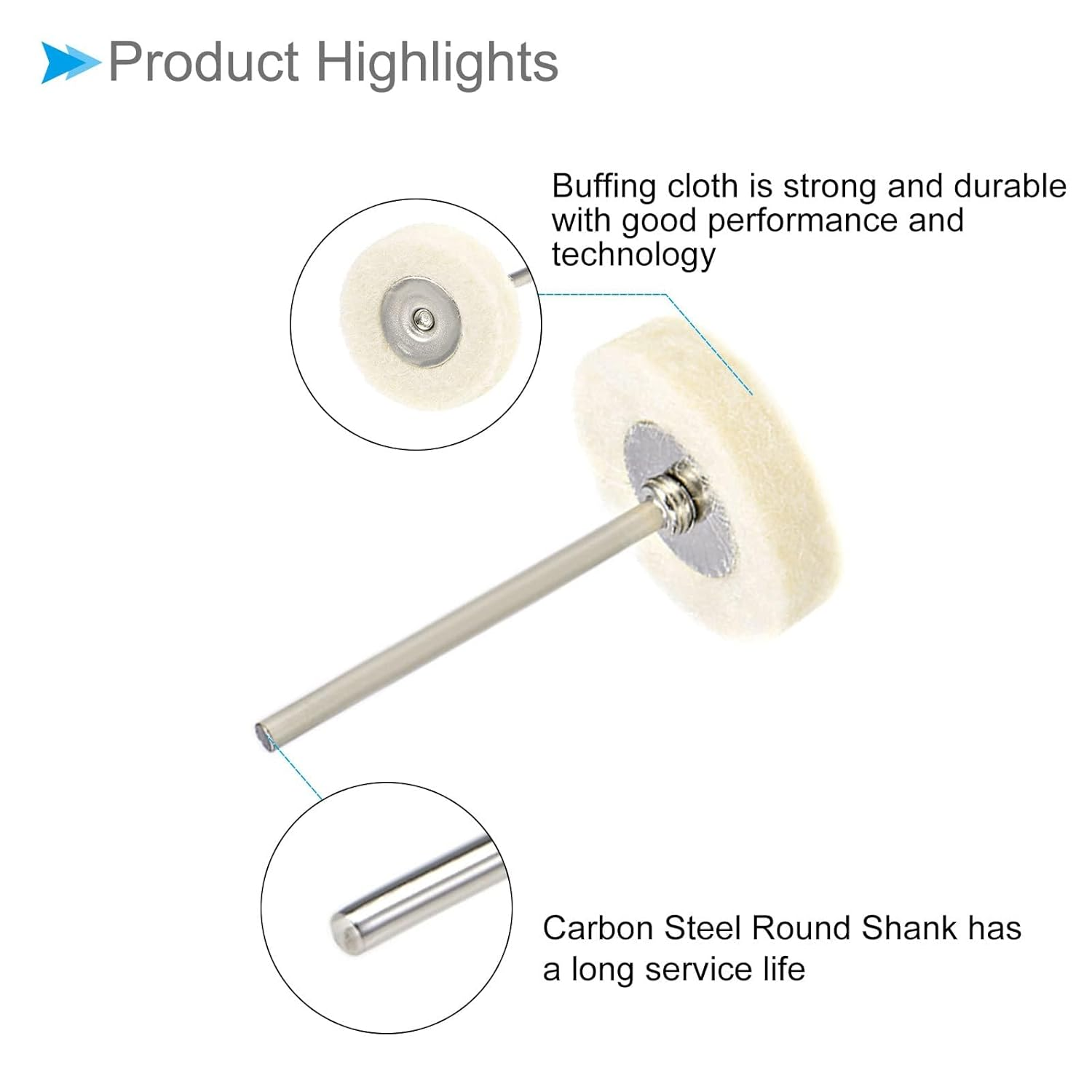 MJIYSGS 10Pcs T Shape Felt Polishing Buffing Wheel with Shank Wool Felt Polishing Pads for Burs Rotary Tool Drills Watch Jewelry (Shank 3Mm, Head OD 25Mm) image number 2