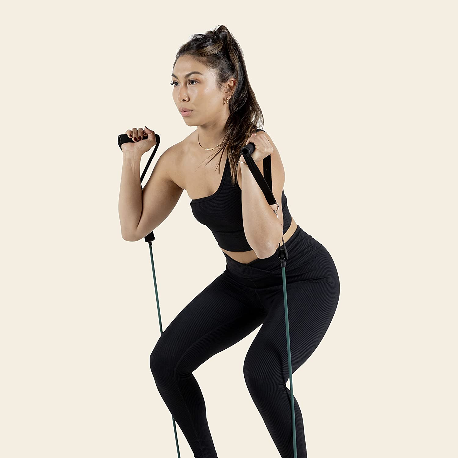 Retrospec Train Resistance Bands Set (5Pc) Workout Bands W/Handles, Door Anchor, Carry Bag for Women & Men image number 6