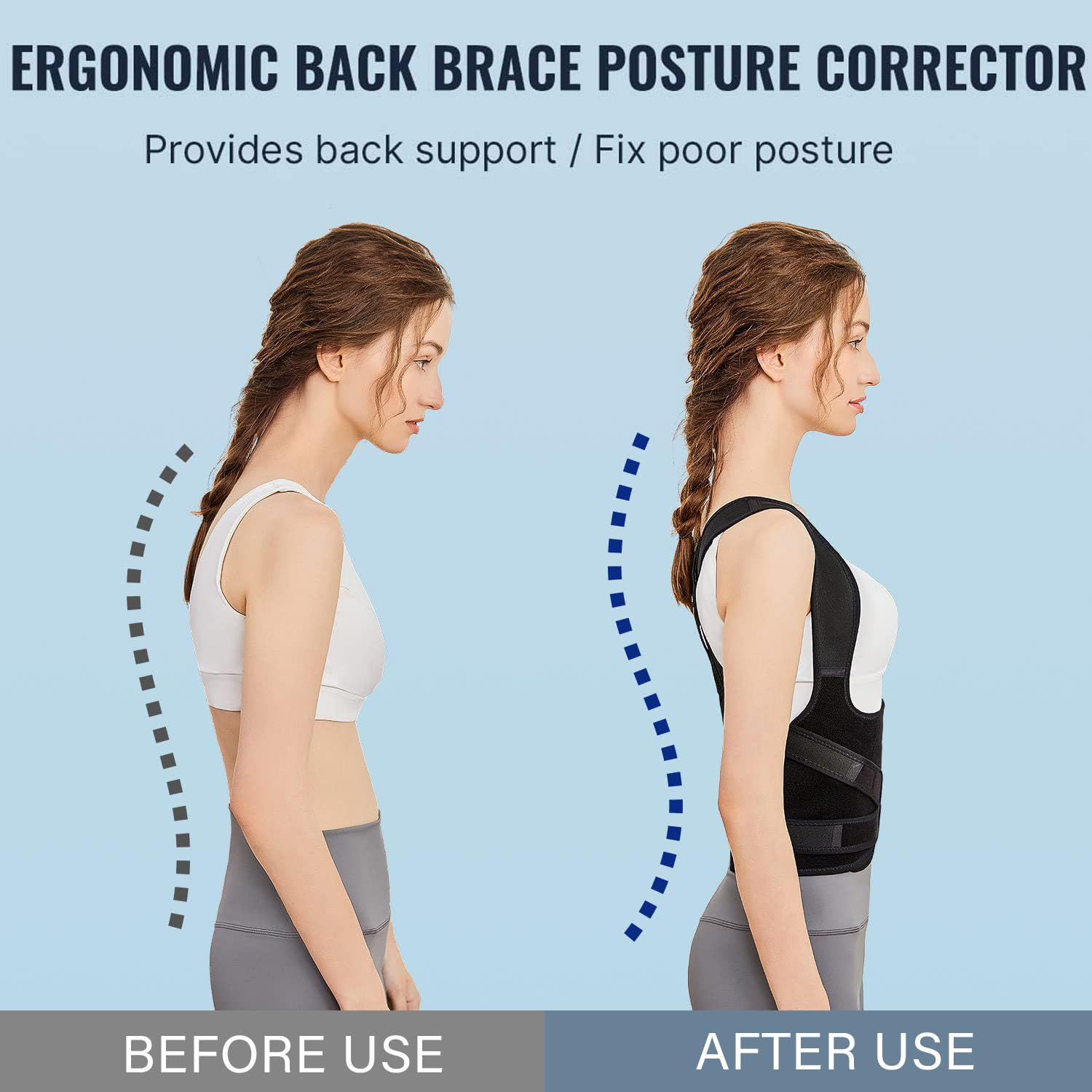 Posture Corrector for Women,Back Support,Back Brace,Breathable,Scoliosis and Hunchback Correction, Spine Corrector, Posture Trainer (Black, M) image number 3