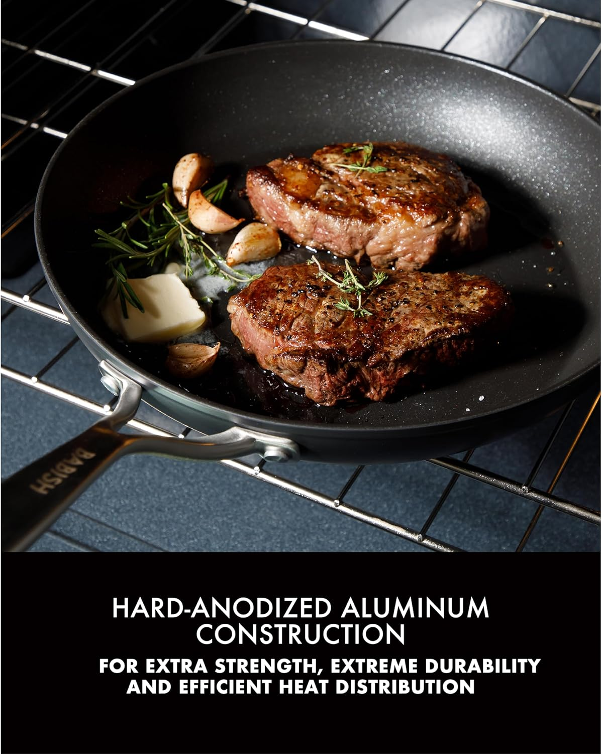 Babish 10 Piece Hard Anodized Laser Titanium Forever Non Stick Technology Durable Pots and Pans Cookware Set - Black image number 2