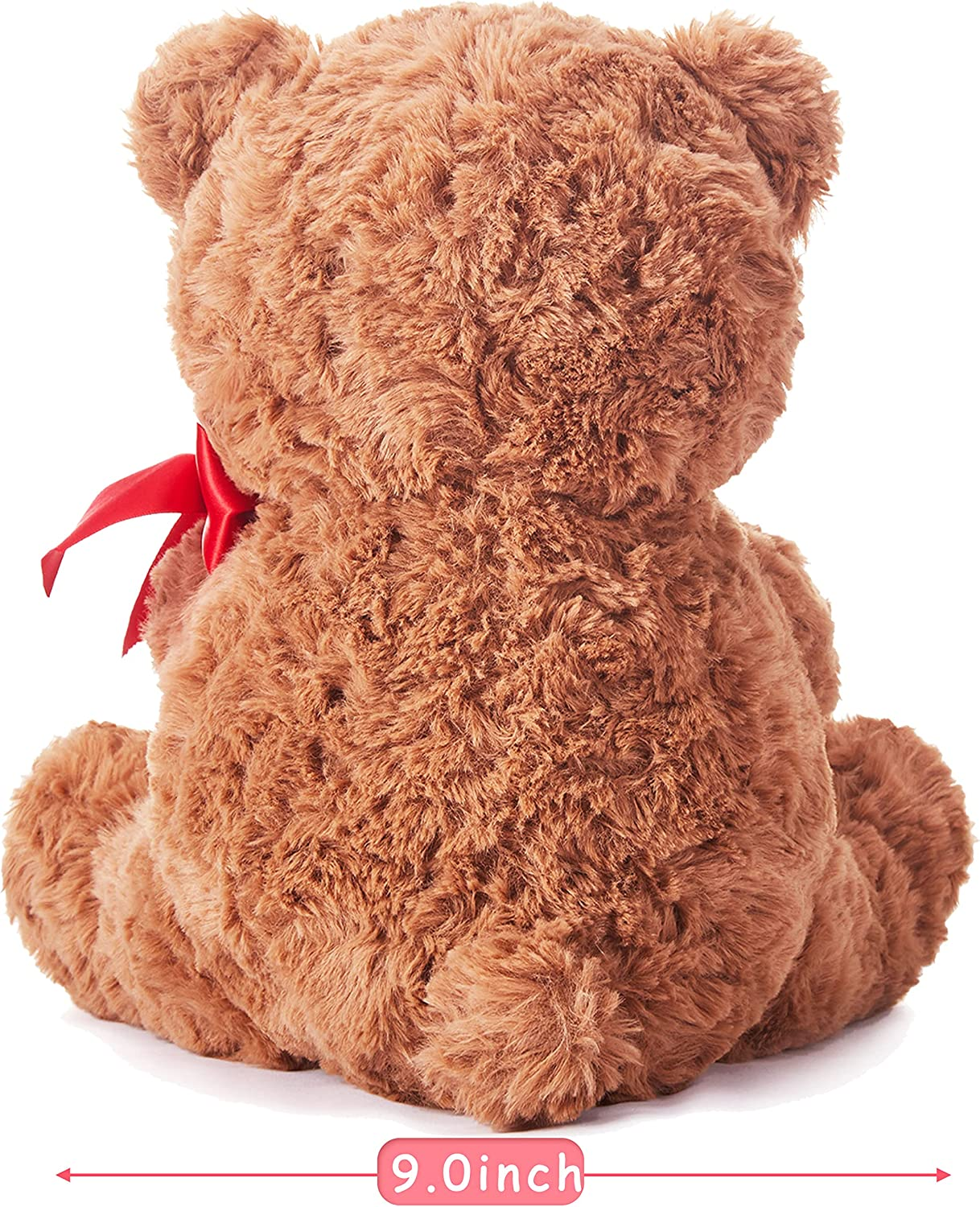 IKASA Bear Stuffed Animal Love Plush Toy with Bow for Valentine Day,Cute 10.6" Plushie with Rose Soft Small Cuddly Toy,Valentine&rsquo;S Day Gifts for Girlfriend Boyfriend Her Girls Boys (Bear) image number 1