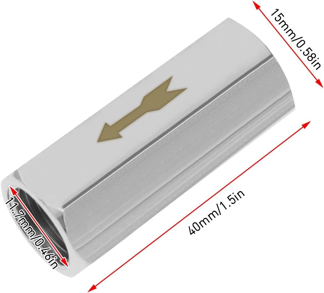 Be in Your Mind 2 Pcs 1/4'' Female Threaded Brass One Way Air Check Valve 40Mm Hexagon Non-Return Pneumatic Air Check Valve Replacement Accessory for Boiler and Pressure Vessel image number 4