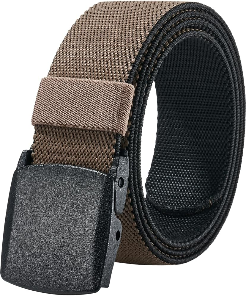 Men'S Elastic Stretch Belts - 2 Colors in 1 Reversible Belt Strap with Plastic Buckle, Adjustable Trim to Fit 27-49" Waist image number 4