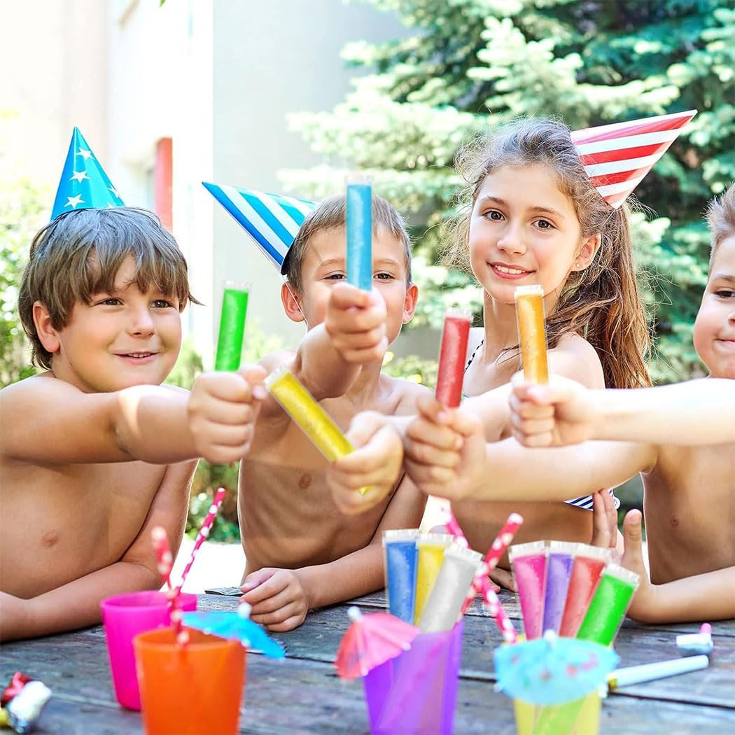 Aufondof 100Pcs Popsicle Bags, 11X2 Disposable Ice Popsicle Mold Bags for DIY Ice Pops, Yogurt, Juice & Fruit Smoothies Ice Pop Pouch with Silicone Funnel image number 6