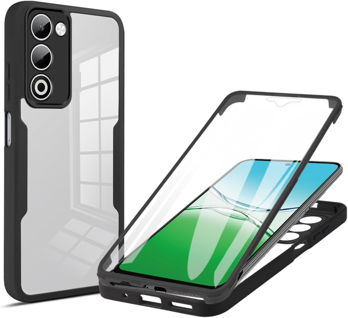 UPLAI Transparent Case for Xiaomi Redmi 15 4G/5G, 360 Degree Full Body Military Grade Shockproof Mobile Phone Case Built-In Screen Protector, Soft TPU Bumper Protective Case, Purple