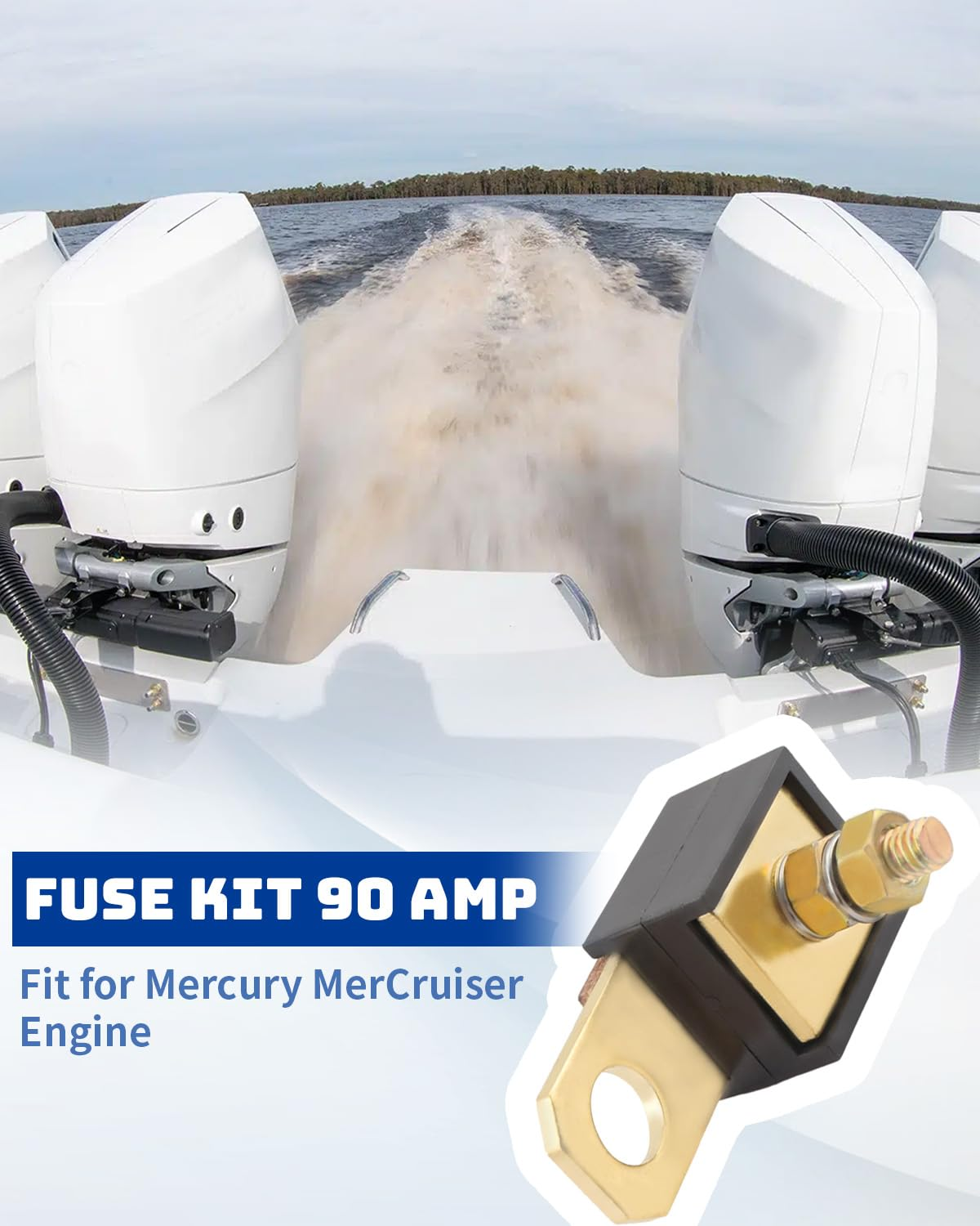 ANODZU 90 Amp Starter Fuse Fit for Mercury Mercruiser Engine 3.0L 4.3L 5.0L 5.7L 350 MAG 7.4L 8.2L, Replace 88-79023A91 18-8220 9-15510 79023A91 image number 1