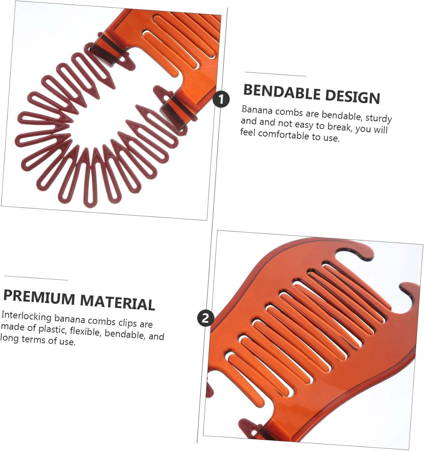 PAMINGONO Pack of 4 Interlocking Banana Combs Clips for Braiding and Styling Hair Comb for Women Thick Hair Double-Sided Hair Clip for Medium Length Curly Hair image number 6
