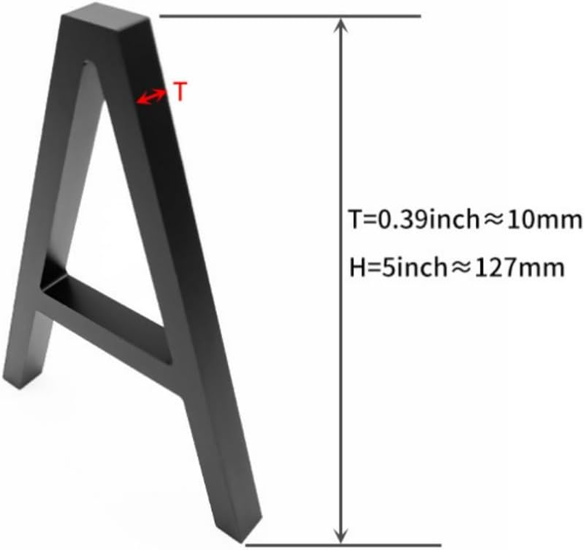 5 Inch Large House Number,Black Acrylic Modern Outdoor Address Sign for Yard Street and Mailbox, Self Adhesive Number for Door, Garbage Bins, Address Number (Number 4) - Number 0 image number 6