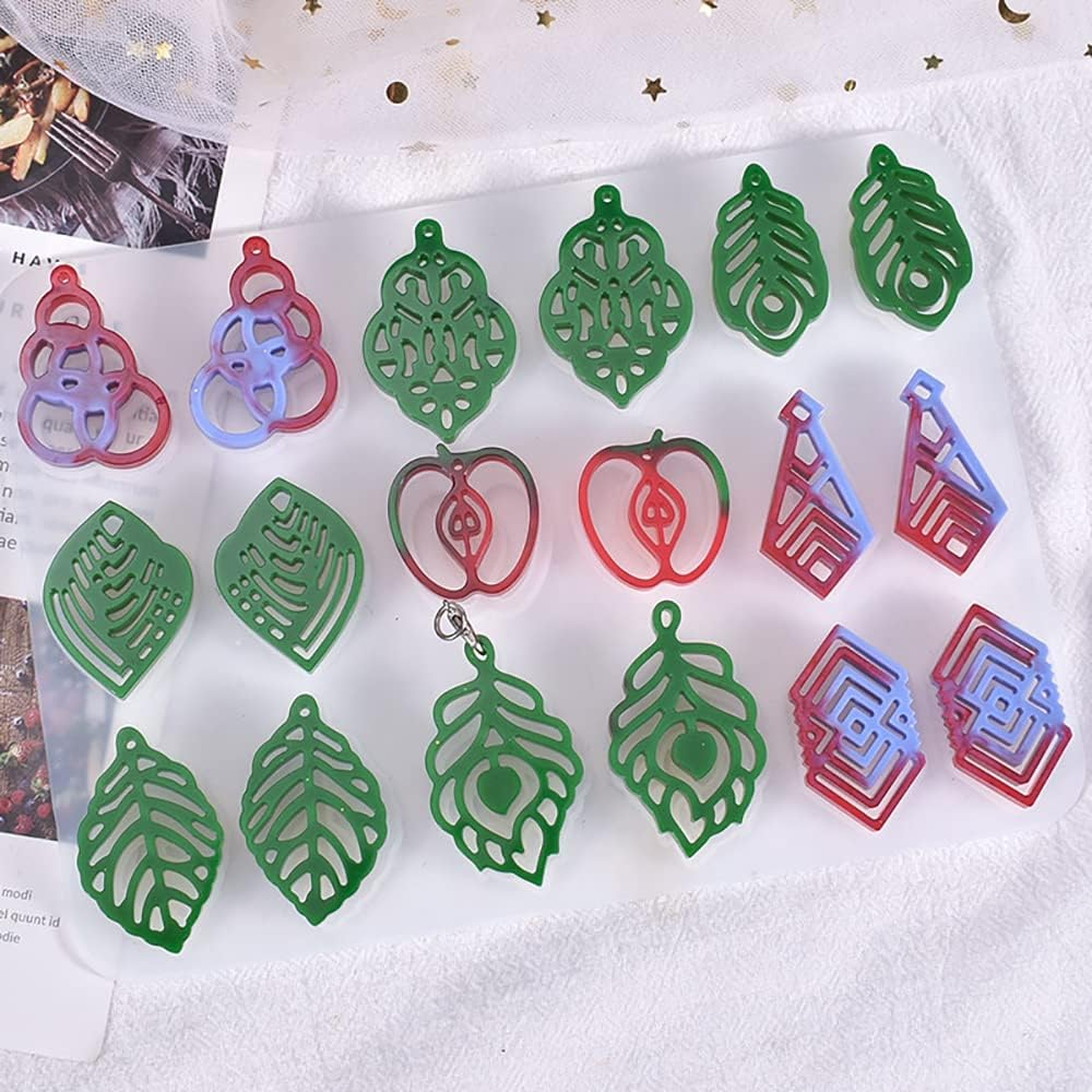 9 Pairs Resin Earring Molds Handmade Pendant Casting Molds Crystal Crafting Jewelry Molds Silicone DIY Epoxy Mould for DIY Earring Charm Pendant Making image number 3