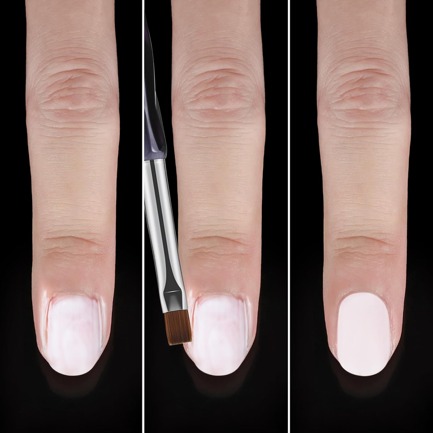 GEMSANVA Nail Art Clean up Brushes,3Pcs Nail Brush for Cleaning Polish Mistakes on the Cuticles,Flat/Oval/Fine Angled Gel Nail Brushes for Nail Art Design Painting and DIY Tools (BLACK PURPLE) image number 6