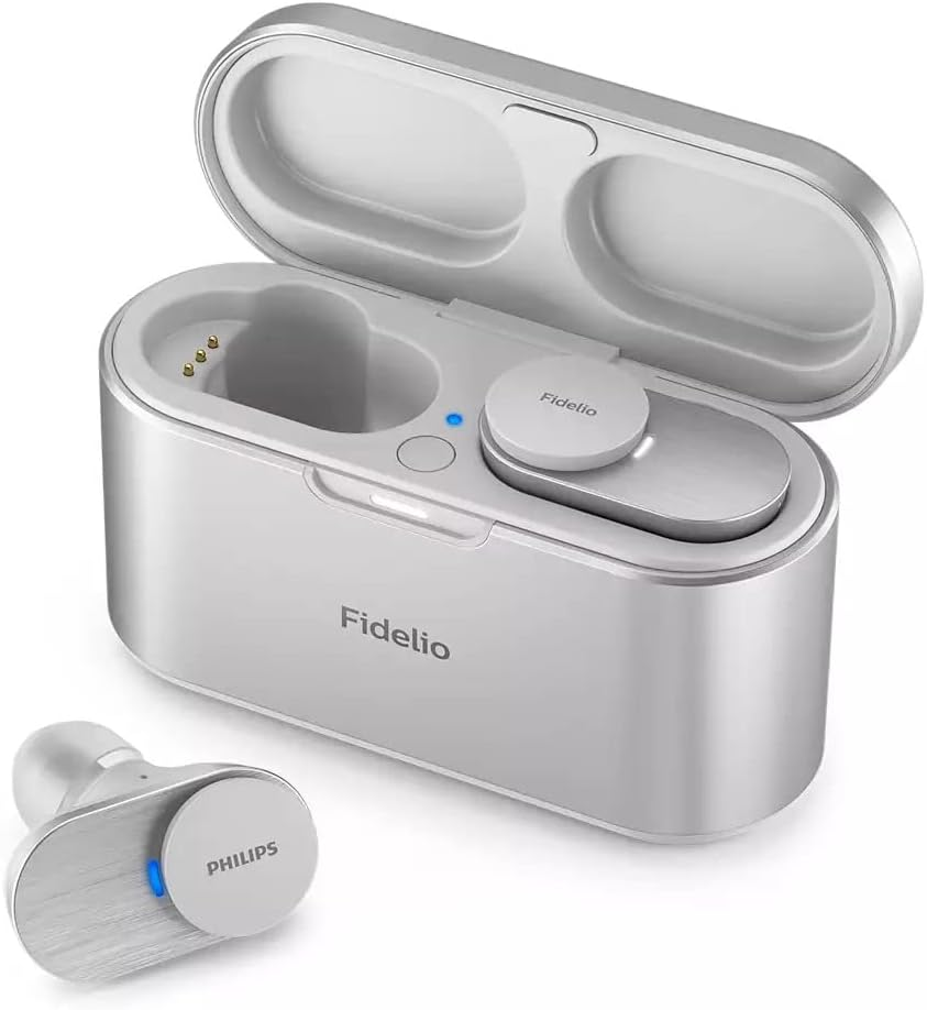 Philips Fidelio True Wireless Noise Cancelling Pro+, More Music. 48 Hours, 2-Way System. Balanced Armature, Comply T1WT/00 Earplugs, White - T1Bk image number 5