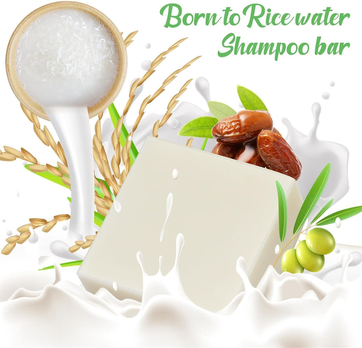 5 Pcs Hair Shampoo Bar | Natural Shampoo Bar with Nourishing Rice Water Formula - Moisturizing Hair Soap Rice Water Shampoo for Dry Damaged Hair M/B image number 5