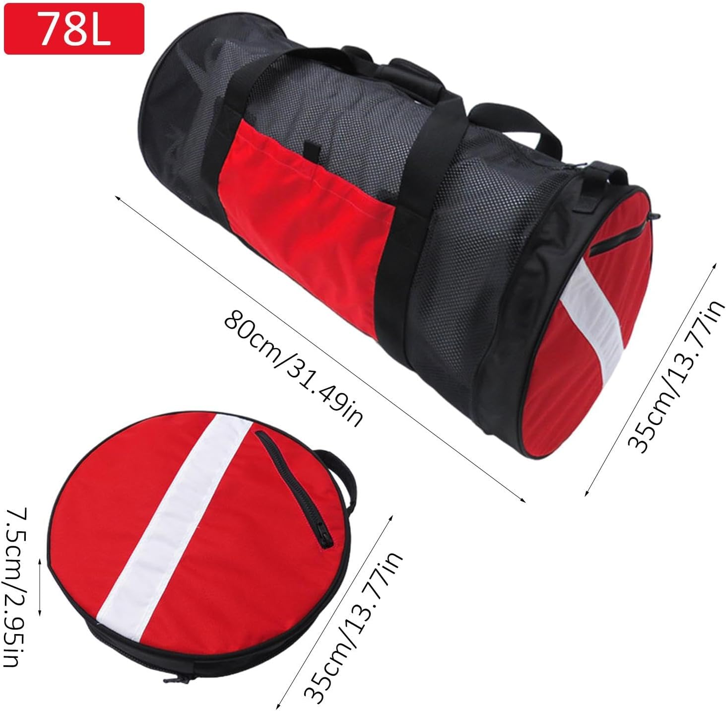 Diving Bag, Mesh Duffel Bag | Large Size Sports Duffel Bag for Snorkel & Gym Equipment - 78L Scuba & Snorkel Gear Mesh Storage Bag for Diving Gear image number 5